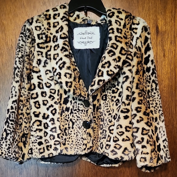 Heart Soul Jackets & Blazers - Heart Soul Animal Print Teddy Jacket